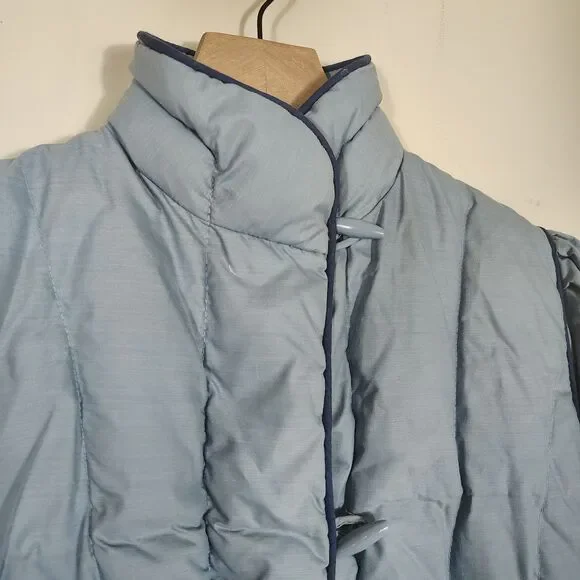 Woolrich Womens Down Coat Size Small Blue Puffer Toggle Vintage Long Jacket - Picture 3 of 12